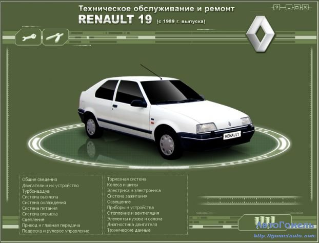 Руководство ремонт и эксплуатация автомобиля Renault 19 с 1989 г