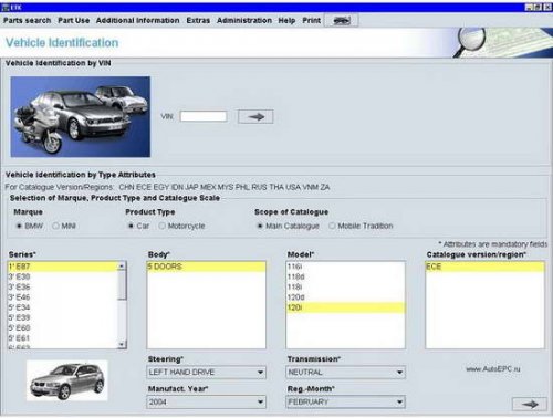 Электронный каталог запасных частей BMW ETK 05-2014 года