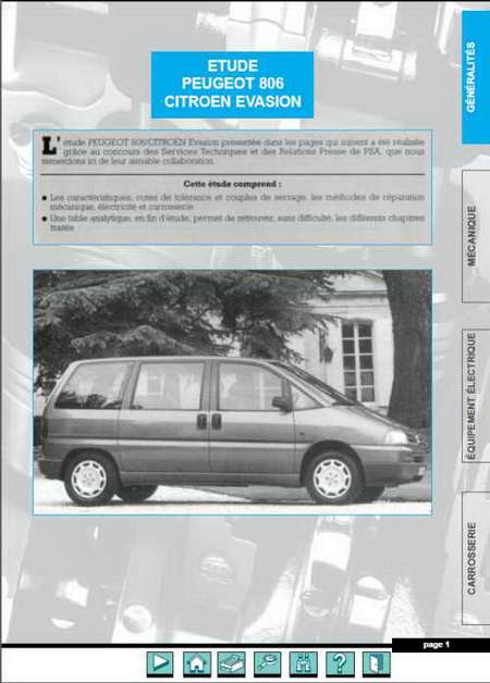 Руководство по ремонту и обслуживанию Peugeot 806, Citroen Evasion