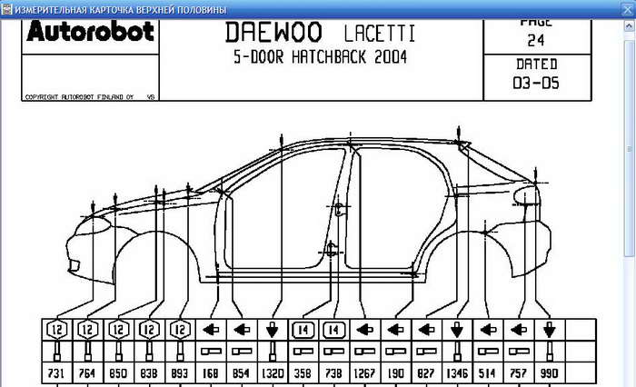 AutoRobot - 2005 каталог контрольных точек кузовов и рам автомобилей