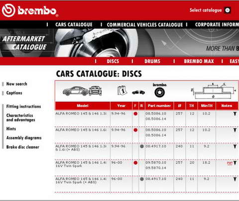 Скачать каталог тормозных дисков и барабанов Brembo