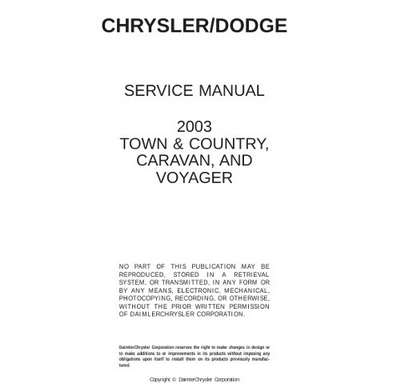Руководство по ремонту и обслуживанию Dodge Caravan, Chrysler Voyager 2001 - 2007 гг