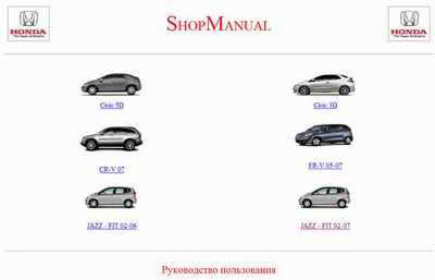 Honda ShopManual руководство по ремонту Honda Civic 3D, 5D; CR-V; FR-V; Jazz / Fit 2007 год